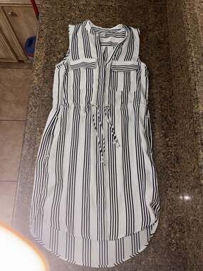 H&M Sleeveless Striped Drawstring Waist Dress Size 2
